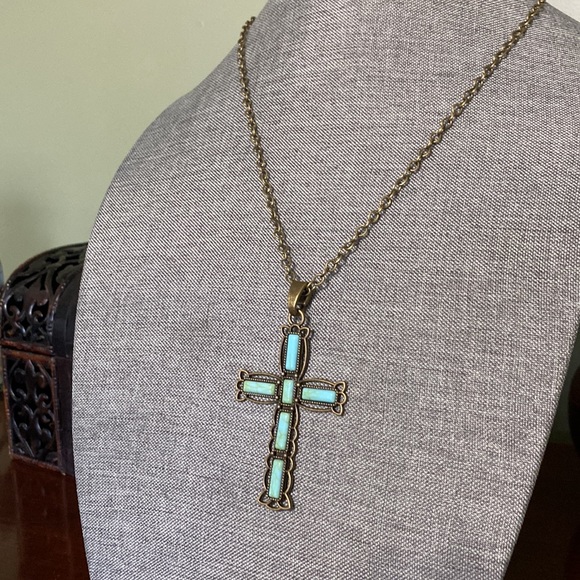 Blue Cross Necklace - Picture 2 of 4